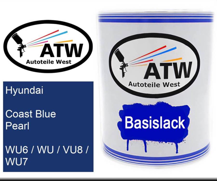 Hyundai, Coast Blue Pearl, WU6 / WU / VU8 / WU7: 1L Lackdose, von ATW Autoteile West.